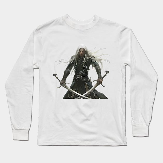 Drizzt Drow Elf Long Sleeve T-Shirt by VelvetEasel